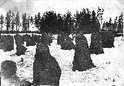 Гранитные противотанковые надолбы линии Маннергейма март 1940г.